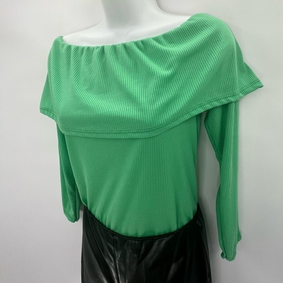 BOOHOO OFF THE SHOULDER RIB KNIT BODYSUIT NWT SIZE 14 - Picture 3 of 6